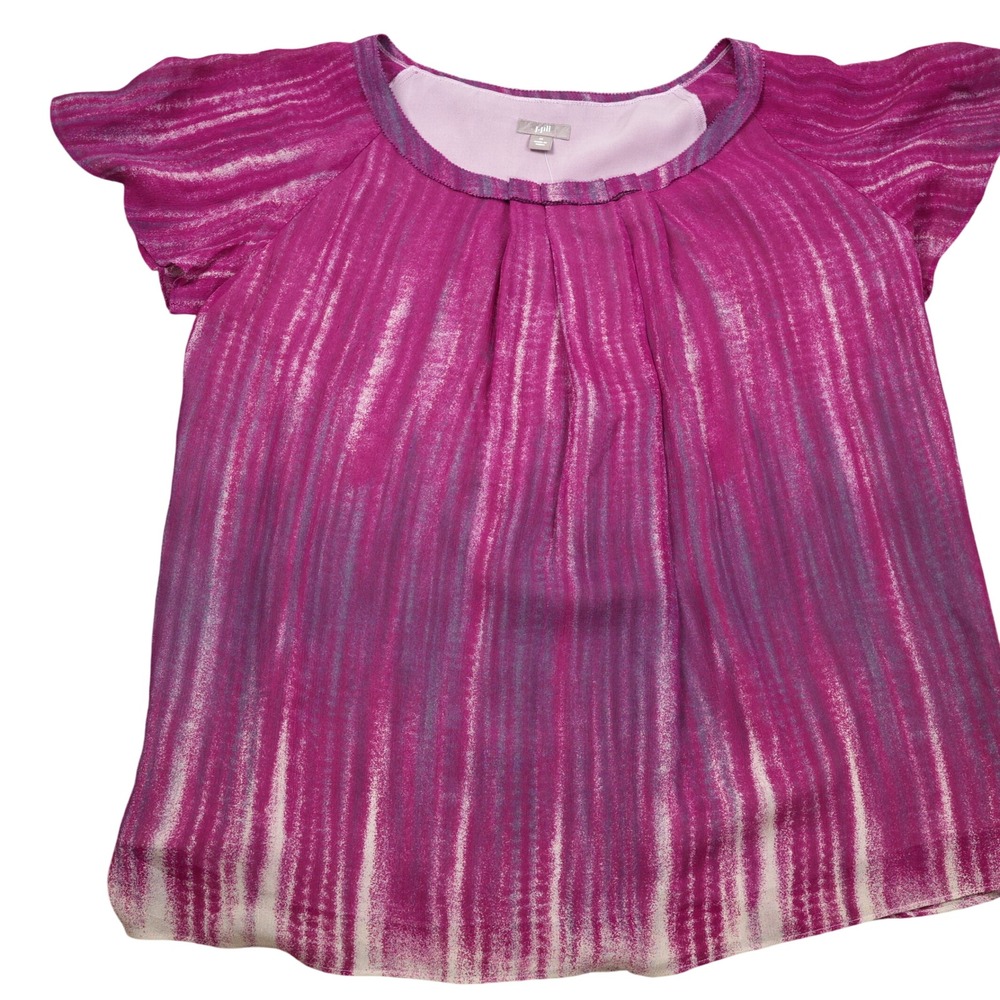 J Jill Blouse Women M Purple Wisteria-I Silk Pleat Top Lagenlook Whimsy Boho
